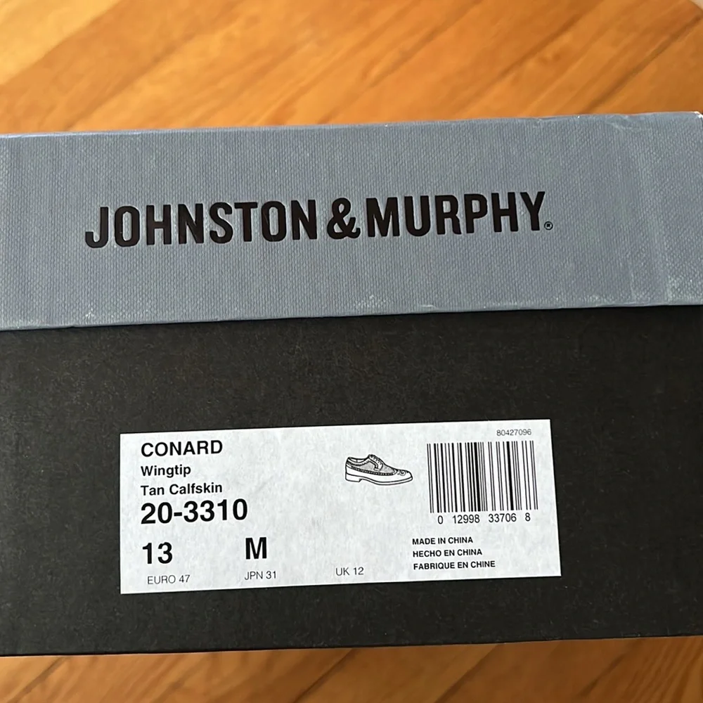 Johnston & Murphy Conard Wingtip Tan Calfskin Oxfords - Picture 4 of 4